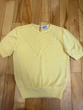 Butter Yellow Short Sleeve Knit Crochet Top